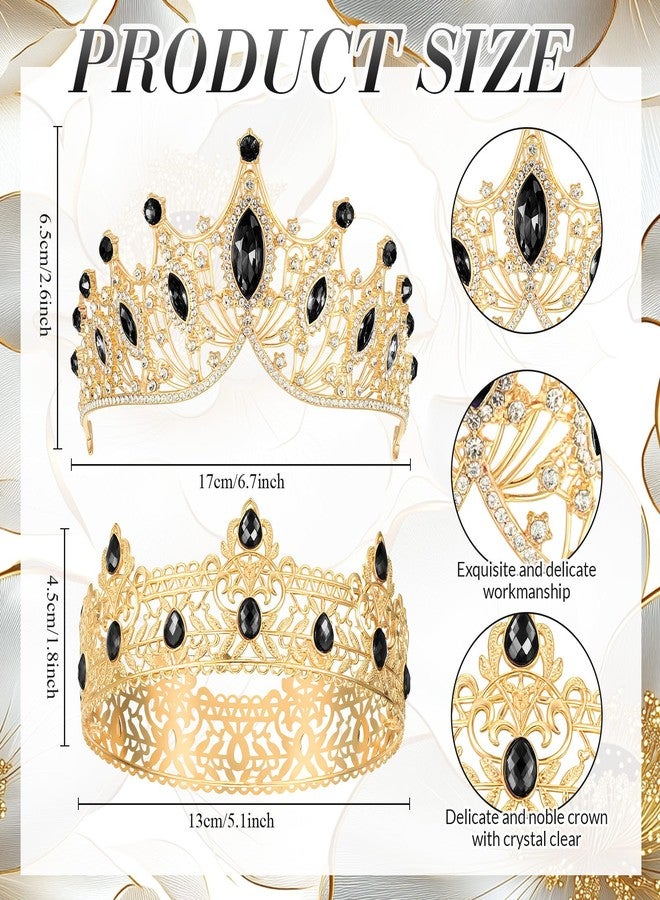 Ferreve 4 Pcs Prom King and Queen Crowns and Sashes Set Graduation Prom King and Queen Tiara Sash for 80's Prom Party Favors(Black) - Image 2