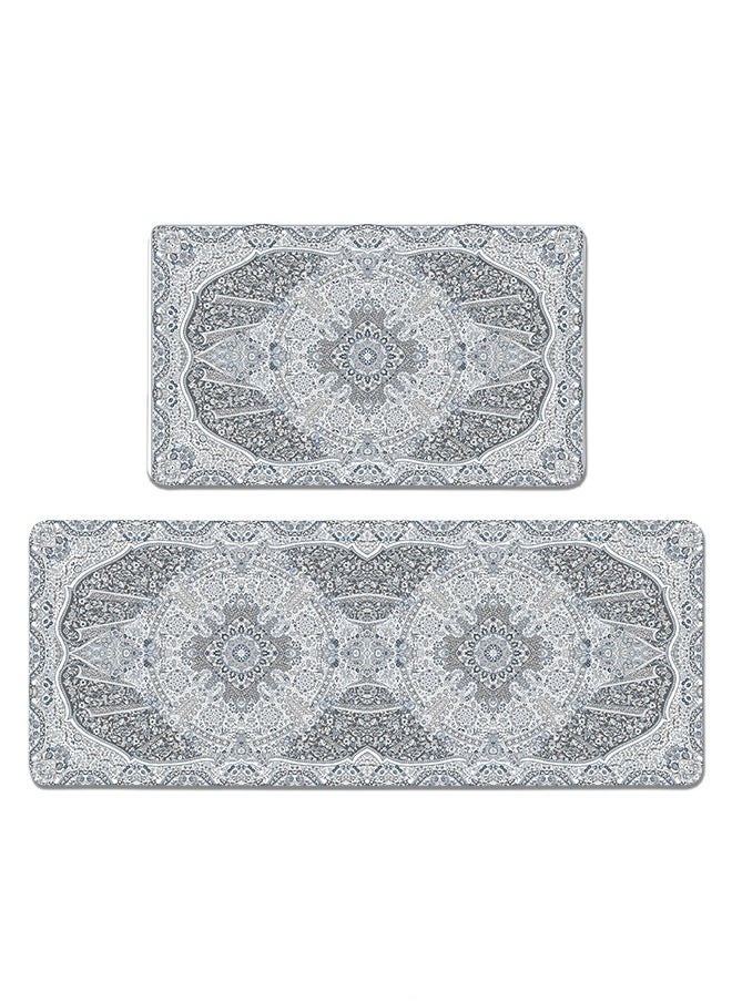 Generic 2 PCS Kitchen Floor Mats Rugs Set, Cushion Floor Carpet, Waterproof, Oil Resistant and Anti-Fatigue PU Standing Mat for Kitchen, Floor, Office, Sink, Laundry 45*75CM+45*120CM  - Image 1
