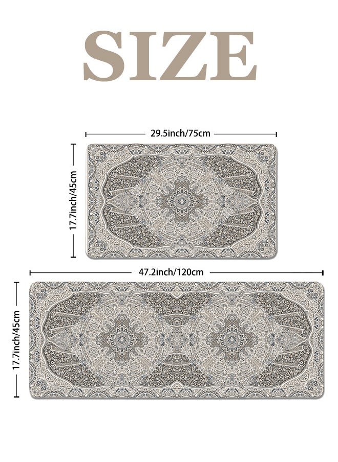 Generic 2 PCS Kitchen Floor Mats Rugs Set, Cushion Floor Carpet, Waterproof, Oil Resistant and Anti-Fatigue PU Standing Mat for Kitchen, Floor, Office, Sink, Laundry 45*75CM+45*120CM  - Image 5