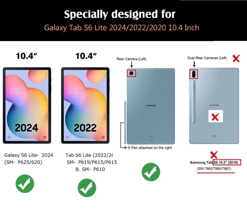 typecase حافظة لوحة المفاتيح لجهاز سامسونج جالاكسي تاب S6 لايت (10.4 بوصة) - 2024/2022/2020 مع لوحة تتبع متعددة اللمس، 3 زوايا عرض، غطاء لوحة مفاتيح بلوتوث لاسلكي واقي TPU قابل للفصل (أسود) - Image 2