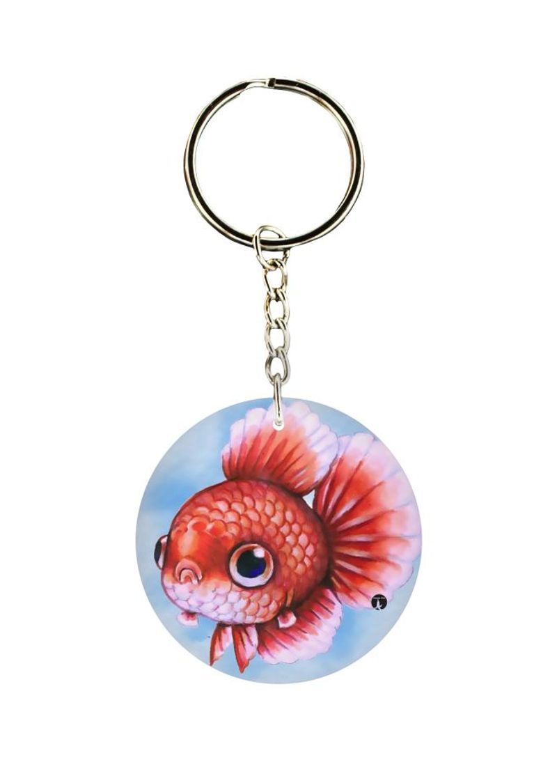 Fish Printed Single Sided Keychain