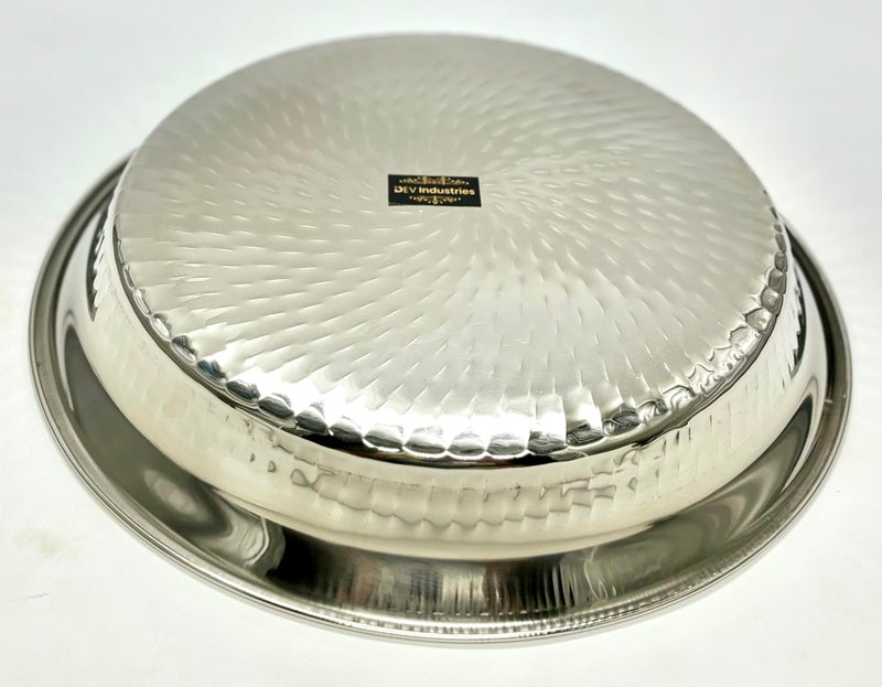 DEV INDUSTRIES Stainless Steel Hammered Parat for Dough Flour Kneading Atta Kitchen 35.5 CM- 14.2 X 2.4 Inch- 530 Gram, Pack of 2 - Image 4