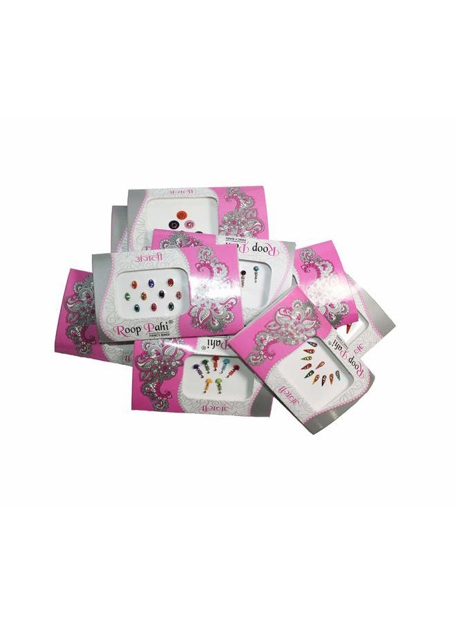 IS4A 10 Pack Bindi for Women, Bindi Jewelry Forehead, Indian Bindi, Bindi Face Jewels Multicolored Face Bindi Stickers - Image 1