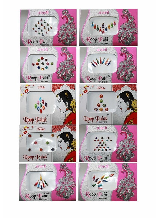 IS4A 10 Pack Bindi for Women, Bindi Jewelry Forehead, Indian Bindi, Bindi Face Jewels Multicolored Face Bindi Stickers - Image 2