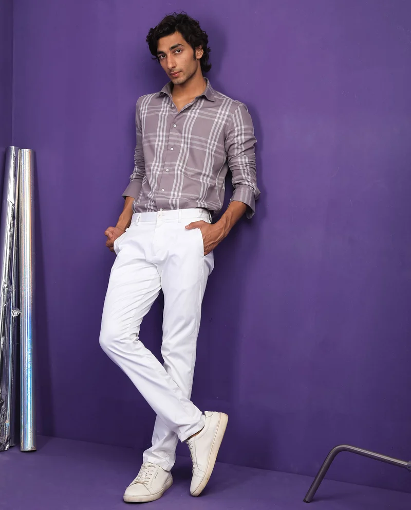 Rare Rabbit Rare Rabbit Men's Carnet Dusky Purple Cotton Polyester Fabric Full Sleeves Checks Shirt