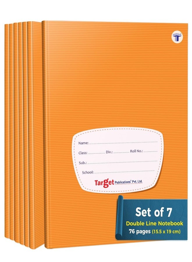 TARGET PUBLICATIONS Double Line Notebooks for Kids | Small Two Line Notebook Hard Brown Cover 15.5 cm x 19 cm Approx | 76 Ruled Pages | GSM 57 | Pack of 7 Books - Image 1
