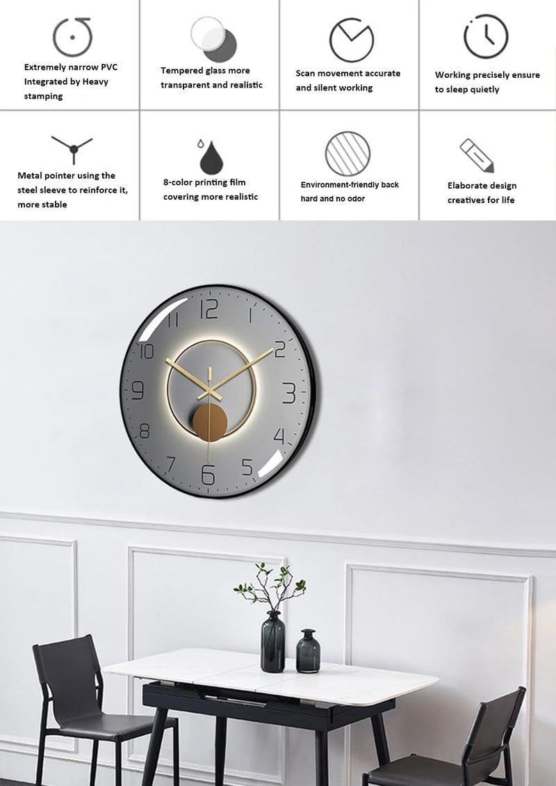 TEKCOOL Wall Clock 12" Silent Quartz Decorative Wall Clock Non-Ticking Classic Digital Clock Battery Operated Round Easy to Read Handheld Complete Home/Kitchen/Bedroom(407), - Image 4