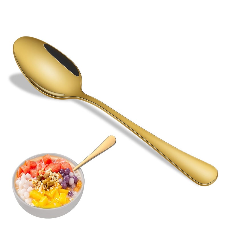 Dehov Gold Soup Spoons,8 PCs 7.3 Inch Dinner Spoons,Durable Mirror Polishing Stainless Steel Silveware Main Spoon,Dishwasher Safe Gold Table Spoon For Home Restaurant Hotel - Image 1