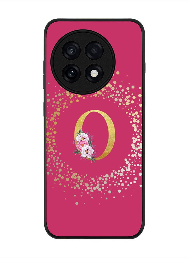 Stylizedd For OnePlus 13R / Ace 5 Pro Case,Slim fit Camera Protection, Shockproof Thin Phone cover  - Custom Monogram Floral - O ( Deep Pink )