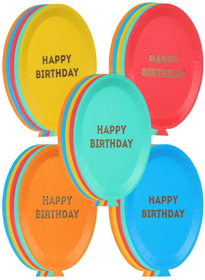 Talking Tables 25 x Balloon Shaped Paper Plates for Kids Birthday Parties in Red, Green, Orange, Yellow, and Blue 9' x 7' - Image 1