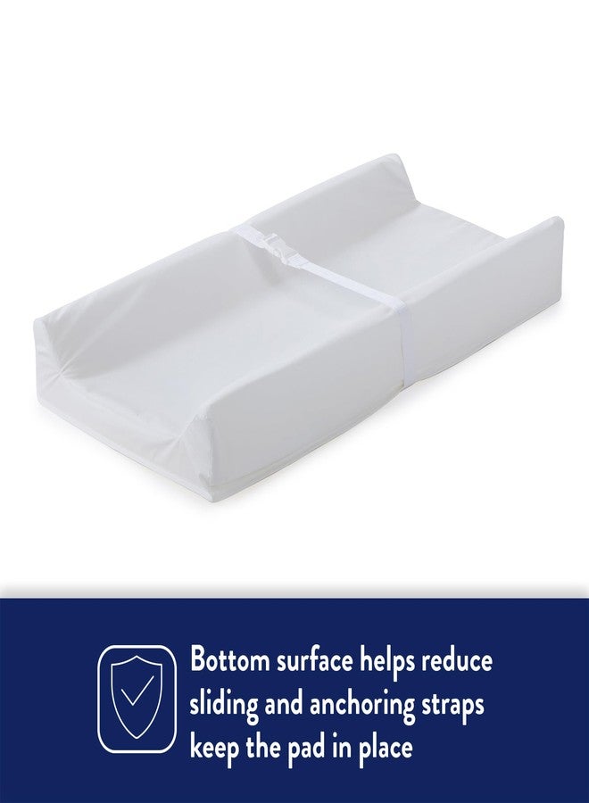 Kolcraft Waterproof Contoured Wipeable Baby Diaper Changing Pad for Dresser or Table, Durable Easy Clean Surface, Soybean Enhanced Foam, Safety Restraint Belt & Straps, Made in USA, White, 16' x 32' - Image 5