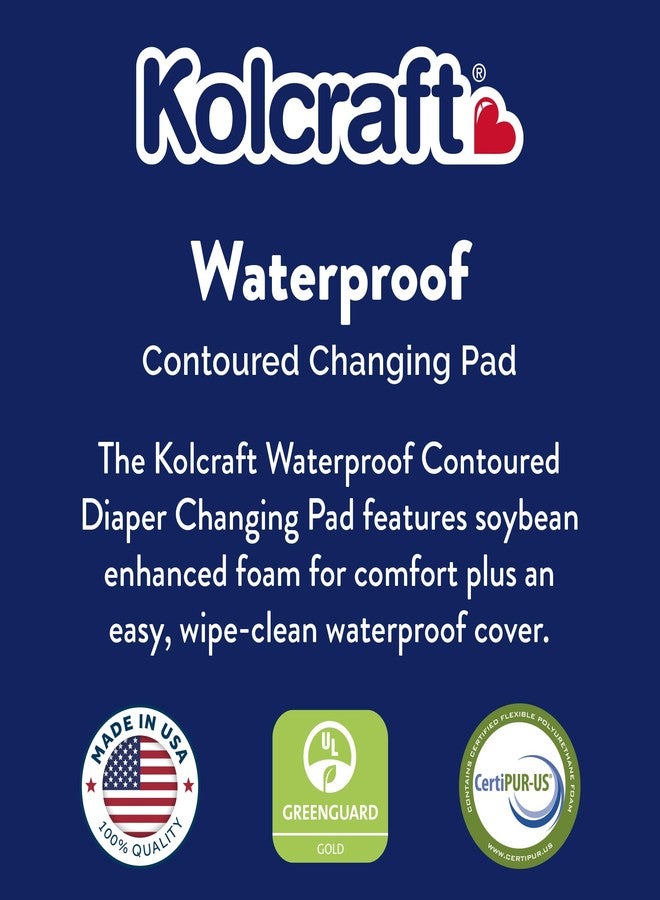 Kolcraft Waterproof Contoured Wipeable Baby Diaper Changing Pad for Dresser or Table, Durable Easy Clean Surface, Soybean Enhanced Foam, Safety Restraint Belt & Straps, Made in USA, White, 16' x 32' - Image 2