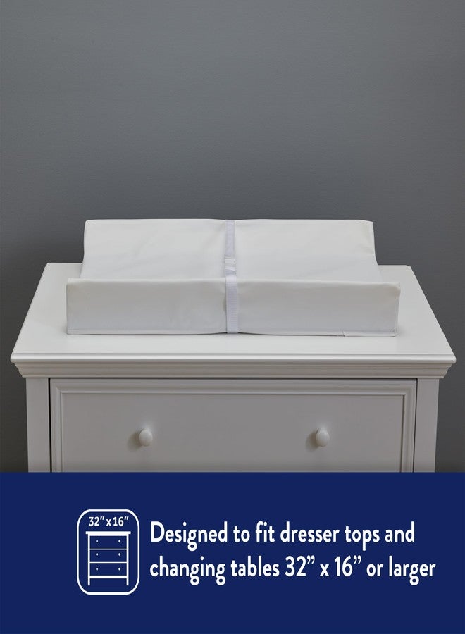 Kolcraft Waterproof Contoured Wipeable Baby Diaper Changing Pad for Dresser or Table, Durable Easy Clean Surface, Soybean Enhanced Foam, Safety Restraint Belt & Straps, Made in USA, White, 16' x 32' - Image 3
