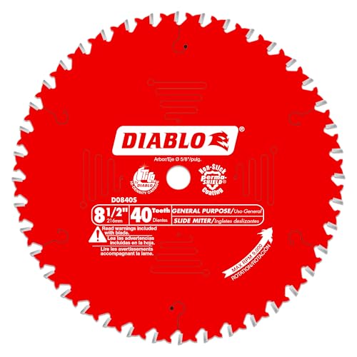 Diablo شفرة منشار ديابلو العامة للخشب - 8-1/2" قطر، 40 سنًا ATB، 5/8" محور، .094" عرض الشفرة، 15° زاوية هوك، .063" صفيحة، 9000 دورة في الدقيقة كحد أقصى - D0840S - Image 1