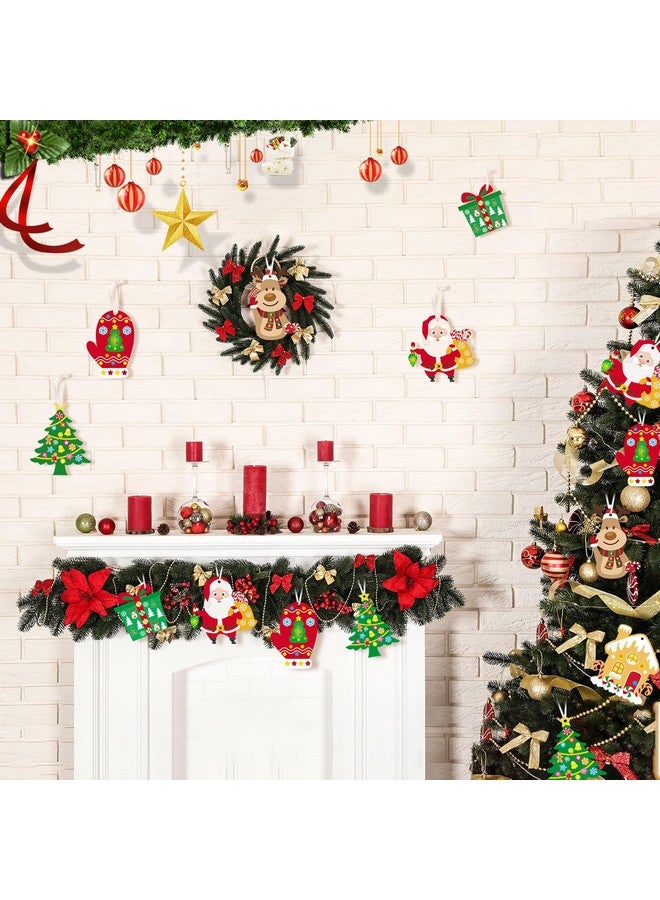 Civaner Christmas Craft Kit for Kids Christmas Tree Ornaments Hanging Art and Craft DIY Project Gingerbread House Crafts Kit Christmas Box Claus Reindeer Christmas Crafts for Kids, 6 Styles (36 Sets) - Image 2