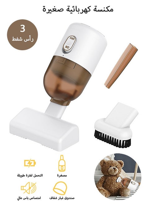 Mini Vacuum Cleaner, 3 Suction Head Vacuum Cleaner with Transparent Dust Box, for Cleaning Narrow Spaces Car Keyboard Home and Office