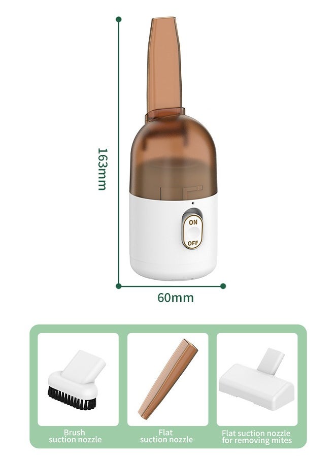 Mini Vacuum Cleaner, 3 Suction Head Vacuum Cleaner with Transparent Dust Box, for Cleaning Narrow Spaces Car Keyboard Home and Office