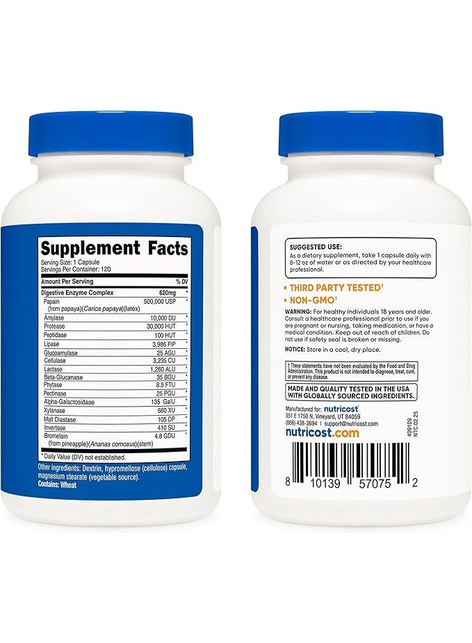 نوتريكوست، إنزيمات هضمية، 620 ملغ، 120 كبسولة - Image 4