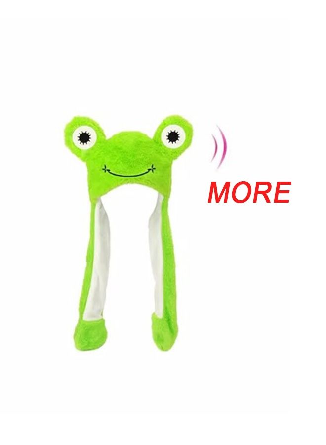Animal Hat with Ears Moving Jumping Pop Up Beating Plush Dress Up Moving Ears Hat Children Frog Cute Hat Kid Boys Girls  - Image 1