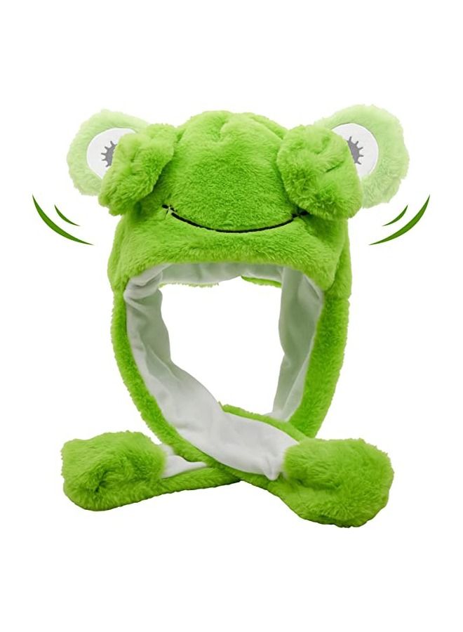 Animal Hat with Ears Moving Jumping Pop Up Beating Plush Dress Up Moving Ears Hat Children Frog Cute Hat Kid Boys Girls  - Image 2