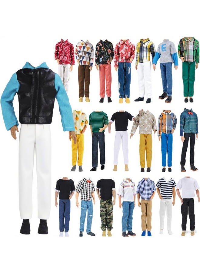 E-TING 3 Sets Leather Jacket Casual Wear T-Shirt Pants Pack Summer Shorts with 3 Pairs of Shoes for 12-inch Boy Doll（Random Pick） - Image 1