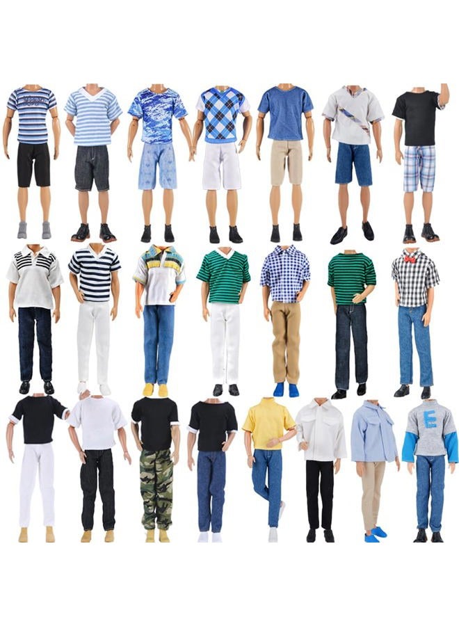 E-TING 3 Sets Leather Jacket Casual Wear T-Shirt Pants Pack Summer Shorts with 3 Pairs of Shoes for 12-inch Boy Doll（Random Pick） - Image 5