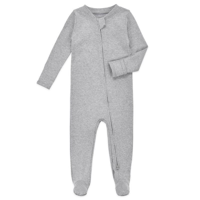 Aablexema Baby Footie Pajamas with Mittens - 3Pcs Infant Cotton Footed One Piece Sleepwear Outfits(Pink/Grey/Stripe,Newborn) - Image 2