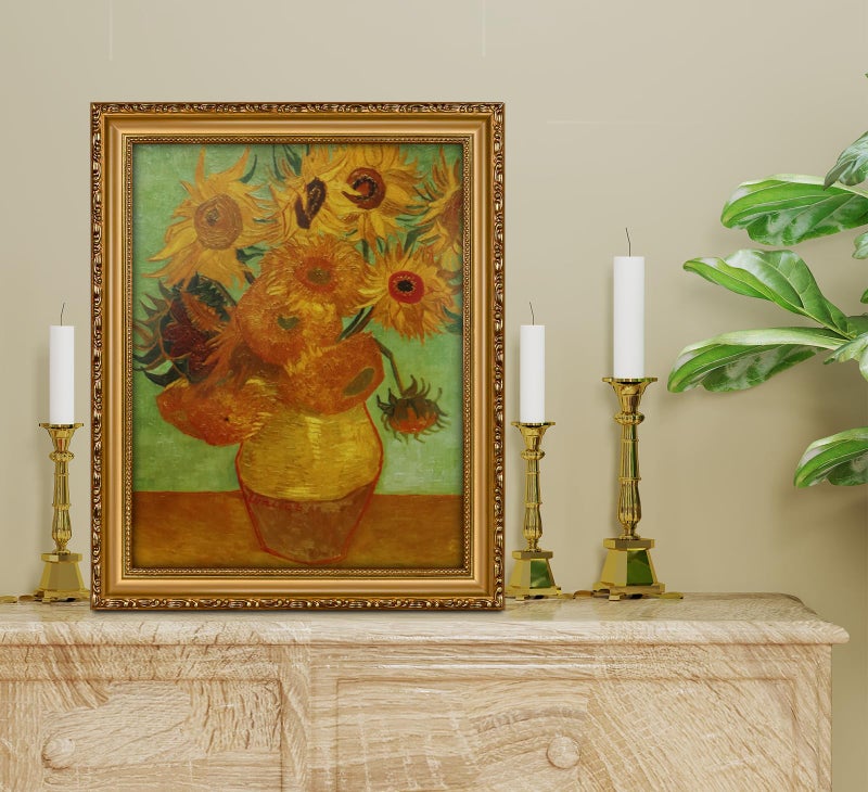 FJXMFRAME Gold 11x14 Picture Frame with Mat, Vintage Wood Photo Frame for Real Glass, Matted 8x10 or 11 x 14 Photos, Easy Photo Changes, Wall Hanging, Antique Ornate Wall Art - Image 4