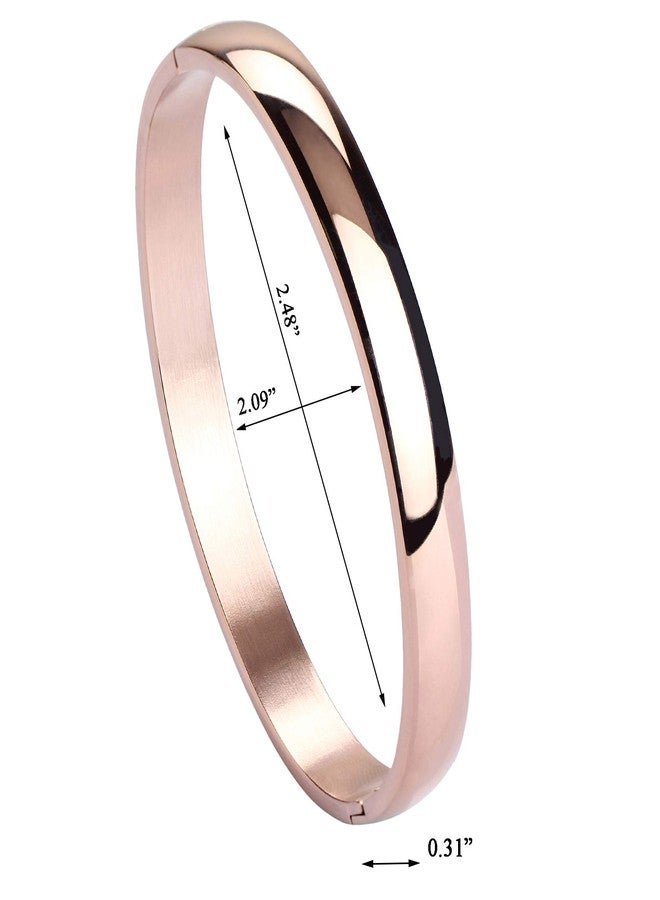 MILAKOO Stainless Steel Plain Polished Finish Cuff Bangle Bracelets for Women, 6mm Wide 3 Pcs Set - Image 5