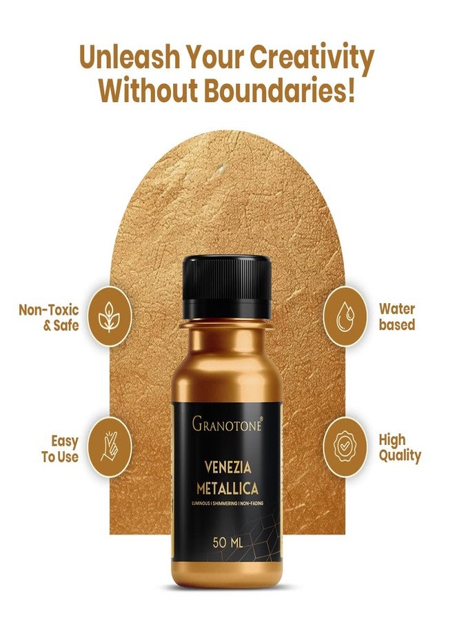 GRANOTONE Venezia Metallic Acrylic Paint Bronze Colour 50 ml Extra Sheen Multi Surface Non Fading Non Toxic Indoor Outdoor for Pro Artists Hobby Painters and Kids Made in India - Image 2