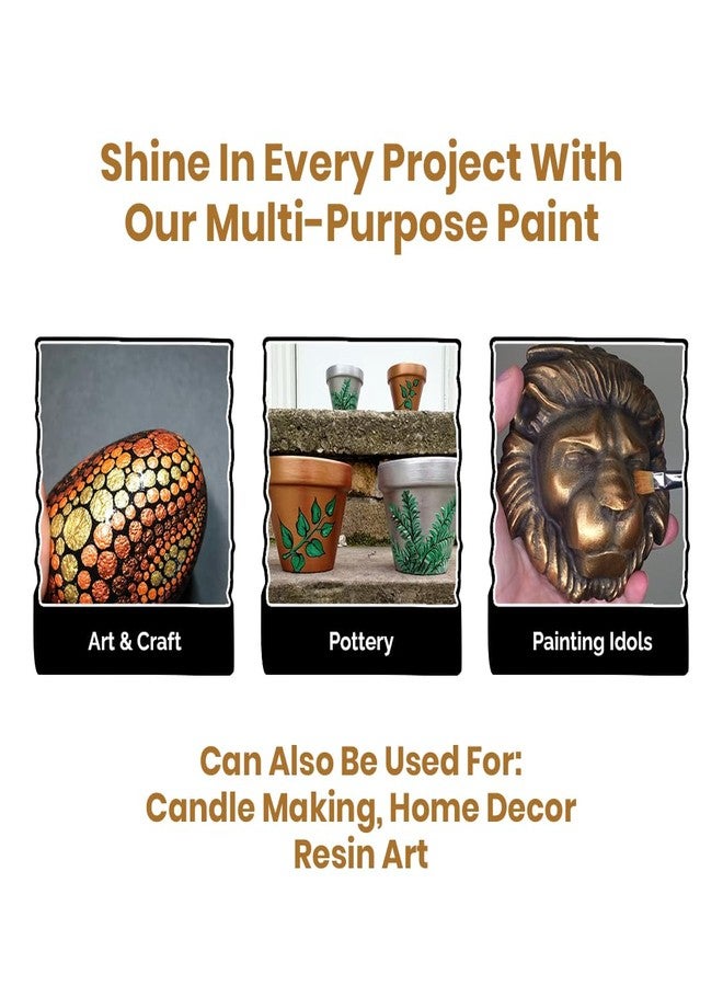 GRANOTONE Venezia Metallic Acrylic Paint Bronze Colour 50 ml Extra Sheen Multi Surface Non Fading Non Toxic Indoor Outdoor for Pro Artists Hobby Painters and Kids Made in India - Image 5