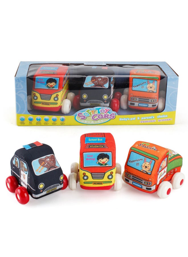 Baby Cartoon Cloth Car Toy Car Filled Cotton Removable And Washable Police Car Ambulance Children Sliding Cloth Car Toy-Color:Section B - Image 1