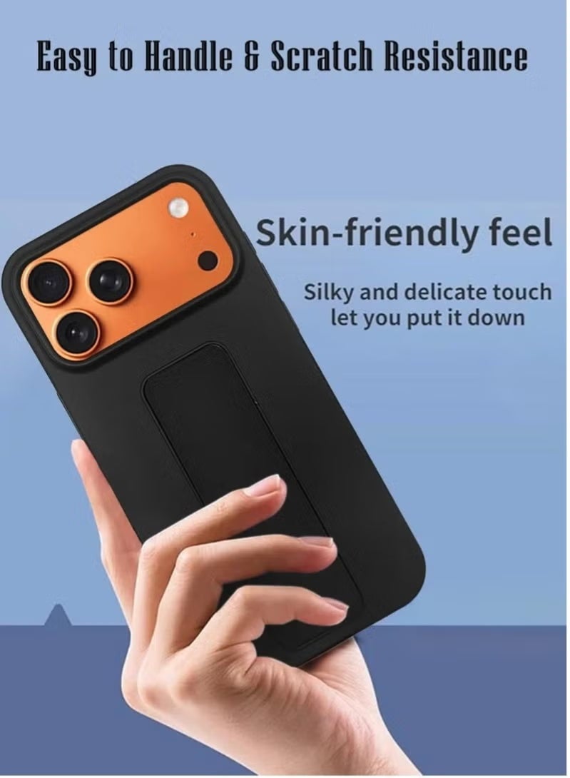 MUDISO Slim & Durable Apple iPhone 17 Pro Case Cover with Built-In Magnetic Hand Grip – 3-in-1 Shock-Absorbent Protective Phone Case in Sleek Black Featuring Secure Handling Grip, Stand Function & Enhanced Safety – Perfect Fit for iPhone 17 Pro - Image 4