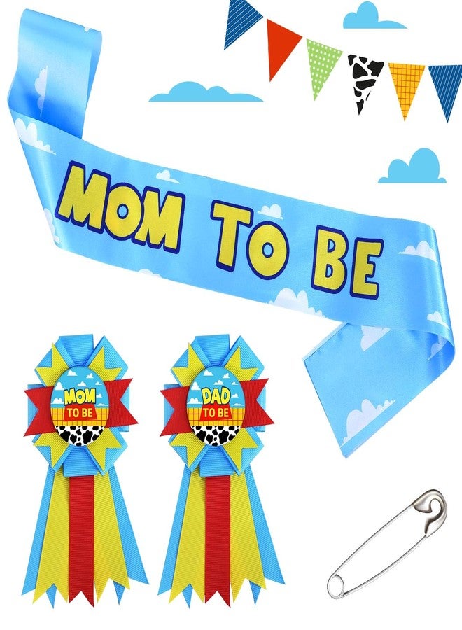 Heboland Boy Story Mom to Be Sash Baby Shower Decorations, It's a Boy Stroy Mommy to Be Sash Dad Corsage Set for Pregnant Mommy Dress Gift - Image 1