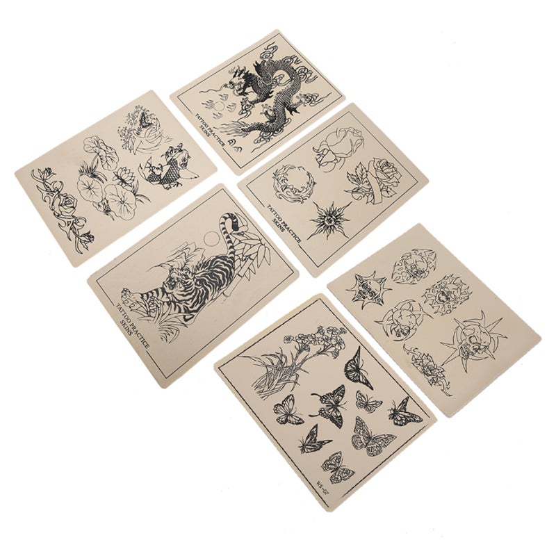 6pcs Tattoo Practice Skin Rubber Tattoo Training Body Art Tool with Patterns - Image 3