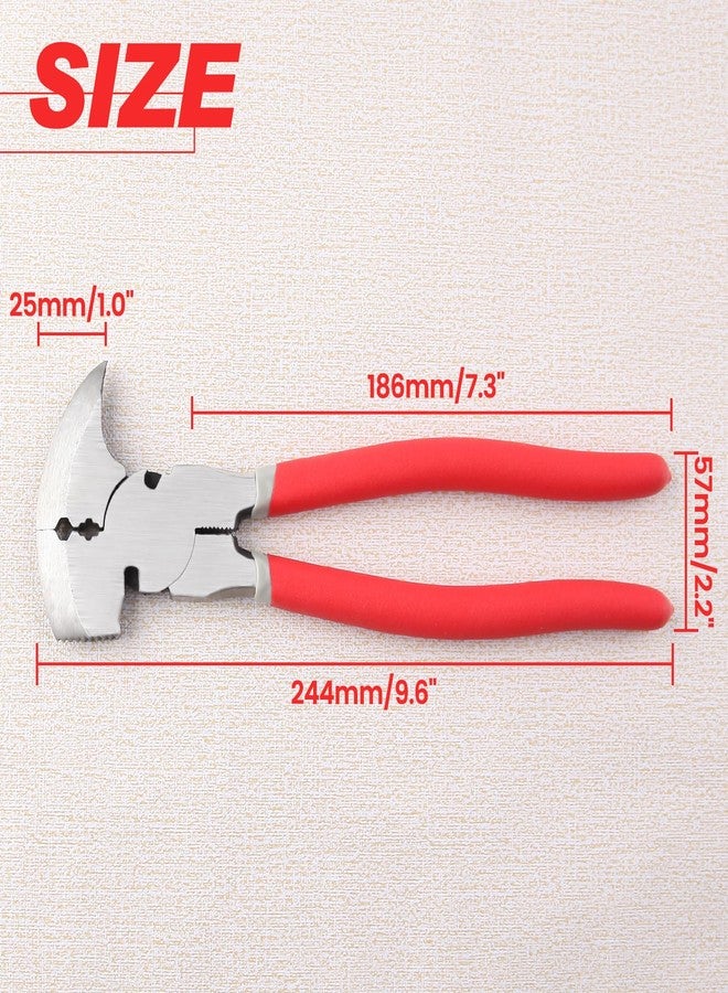 LEONTOOL 9.5 Inch Fencing Pliers - Multi-Purpose Fence Tool with Hammer Head, Wire Cutters, Wire Twisting, Nail Puller - Image 4