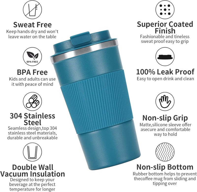DADVA ENTERPRISE DADVA ENTERPRISE Double Wall Vacuum Insulated Stainless Steel Tea Coffee Mug Thermos Flask Travel Mug Tumbler Hot and Cold for Office Backpacking Gift for Birthday 500 ml - Image 3
