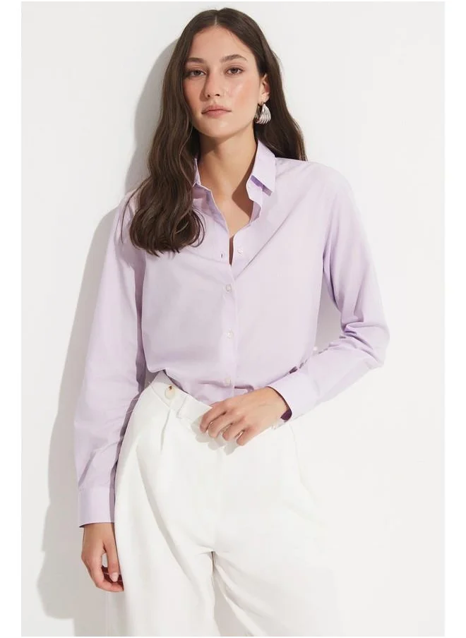 جون June Exclusive Cotton Basic Shirt Lilac