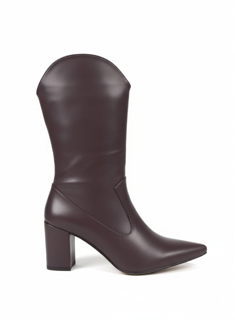 Vbranda Elegant mid-calf boots with a sleek pointed toe and block heel - Image 2