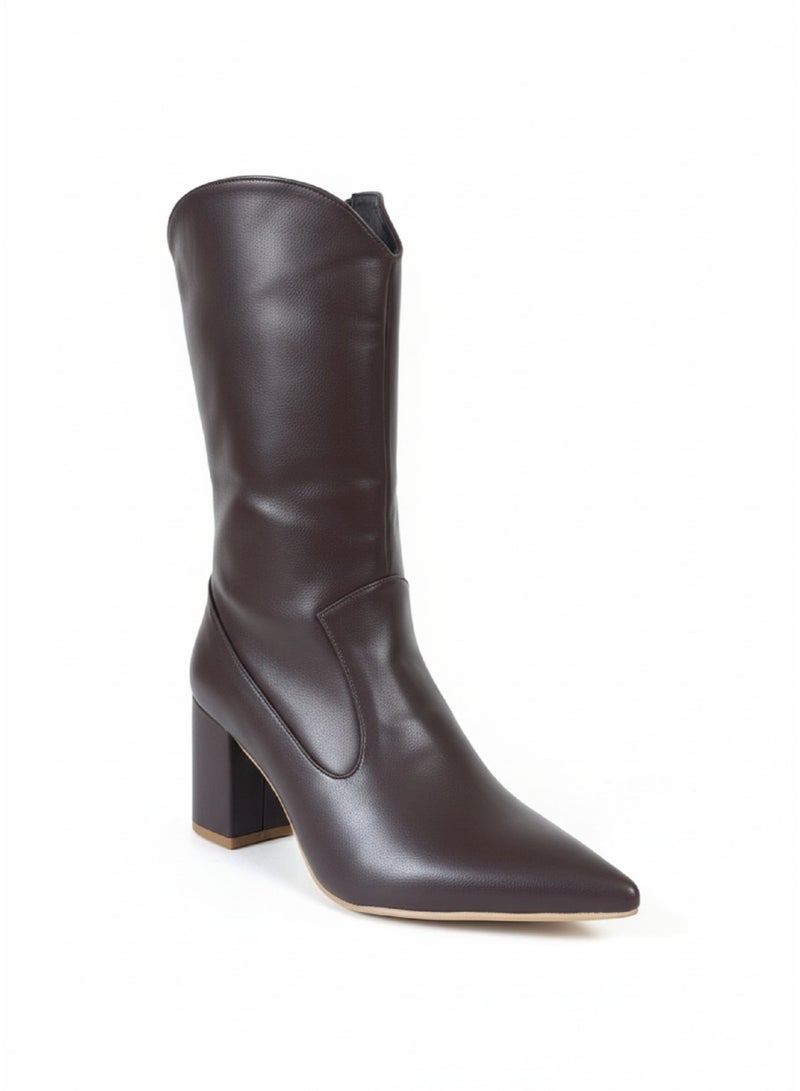 Vbranda Elegant mid-calf boots with a sleek pointed toe and block heel - Image 4