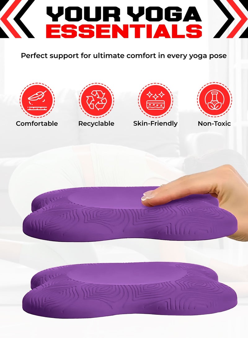 FIT TRIBE 2PCS Yoga Knee Pads for Women & Men, Extra Thick Foam Exercise Pads, Non-Slip Gym Cushion for Knees, Elbows & Hands, Lightweight & Durable Workout Accessories, Yoga Essentials (Purple) - Image 2