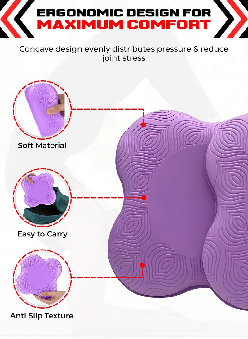 FIT TRIBE 2PCS Yoga Knee Pads for Women & Men, Extra Thick Foam Exercise Pads, Non-Slip Gym Cushion for Knees, Elbows & Hands, Lightweight & Durable Workout Accessories, Yoga Essentials (Purple) - Image 3