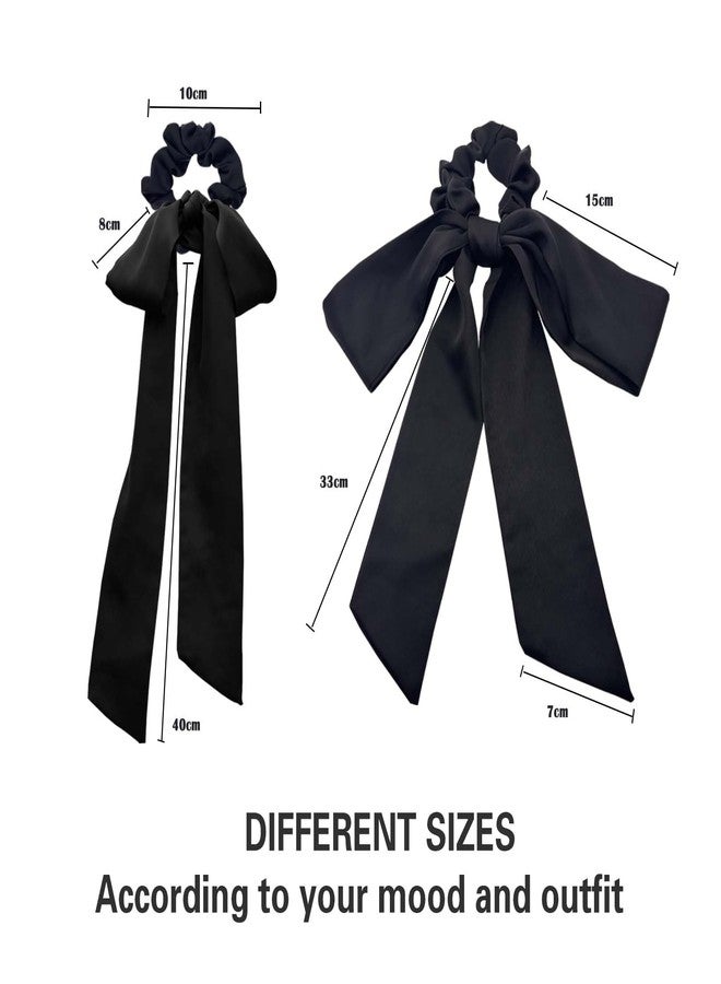 DAOSUN Black Oversized Satin Hair Scarf Scrunchies, Big Cute Hair Bow Ties for Women & Girls - Soft,Large, No Damage for Thick, Thin, Curly Hair - Image 5