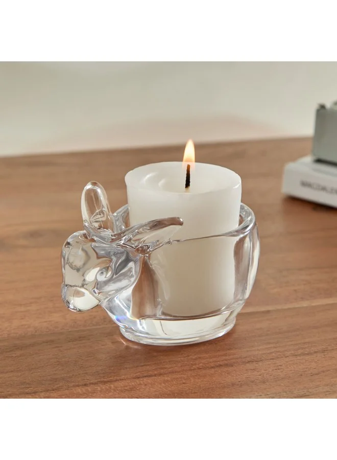 Home Box Vega Glass Rabbit Tealight Candleholder 8 x 5.8 x 5.4 cm
