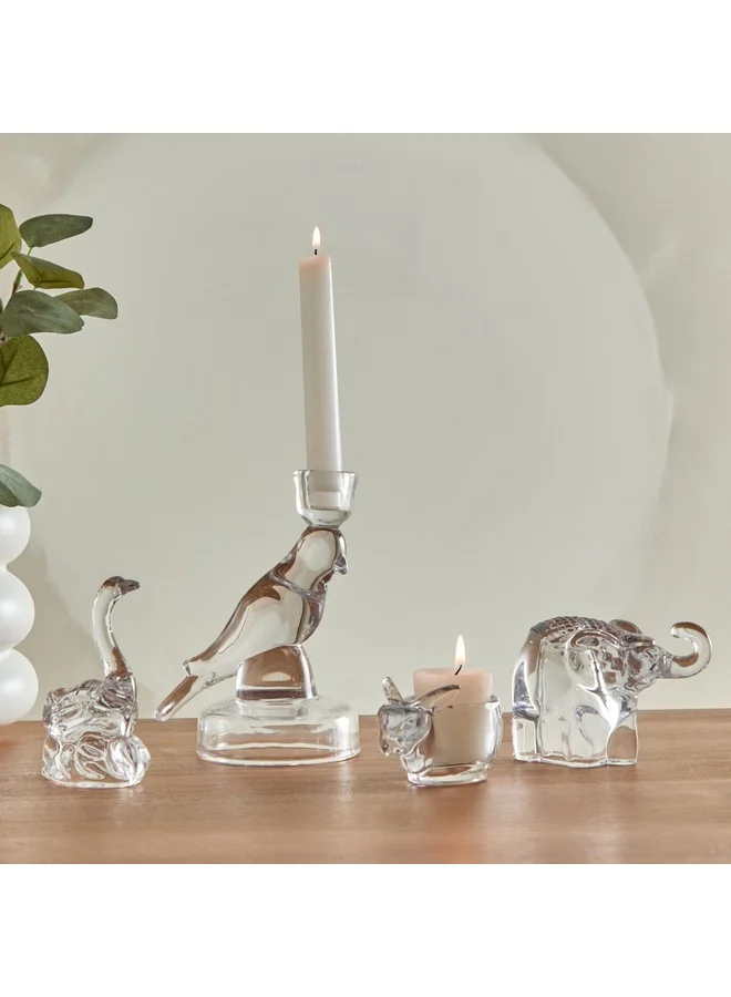 Home Box Vega Glass Rabbit Tealight Candleholder 8 x 5.8 x 5.4 cm