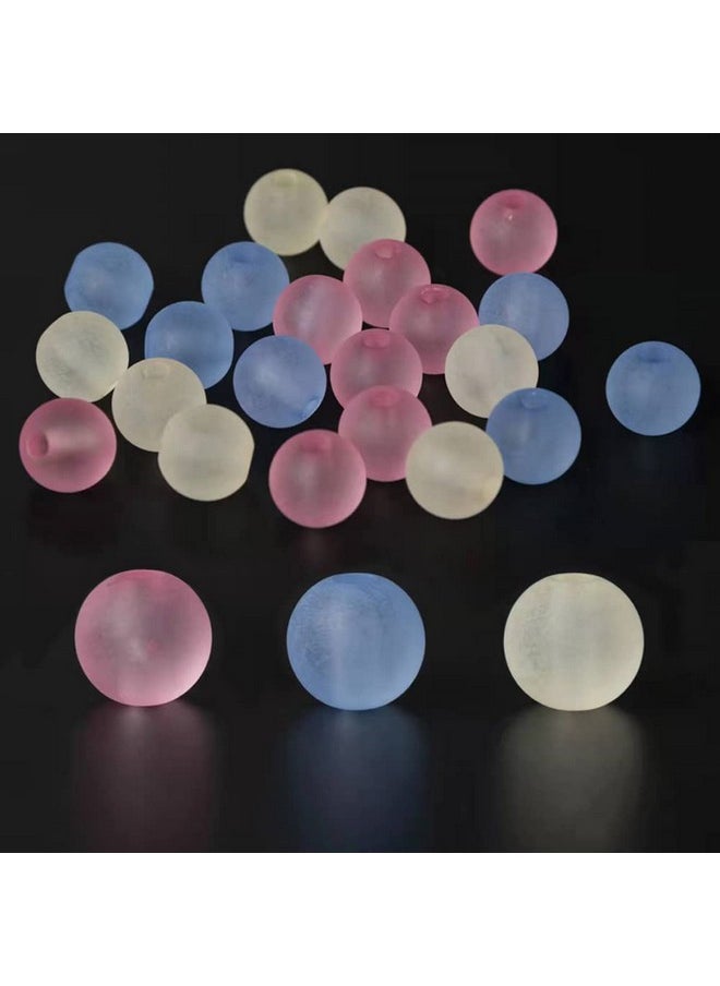 metulip 120 Pcs Frosted Acrylic Beads 16Mm Round Beads Pink Blue Light Yellow Loose Space Beads For Jewelry Making Home Decoration Crafts Diy Beads  - Image 1