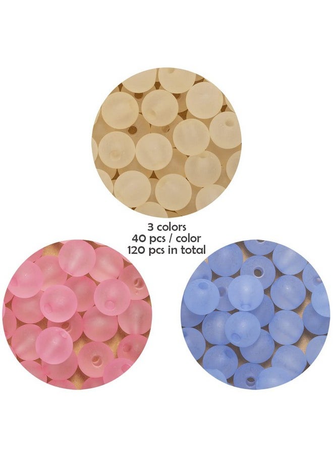 metulip 120 Pcs Frosted Acrylic Beads 16Mm Round Beads Pink Blue Light Yellow Loose Space Beads For Jewelry Making Home Decoration Crafts Diy Beads  - Image 4