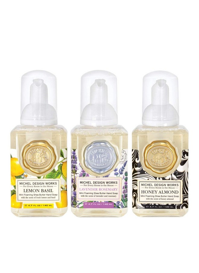 Michel Design Works Michel Design Works Mini Foaming Soap 3-Pack Set (Lavender Rosemary, Lemon Basil, Honey Almond)  - Image 1