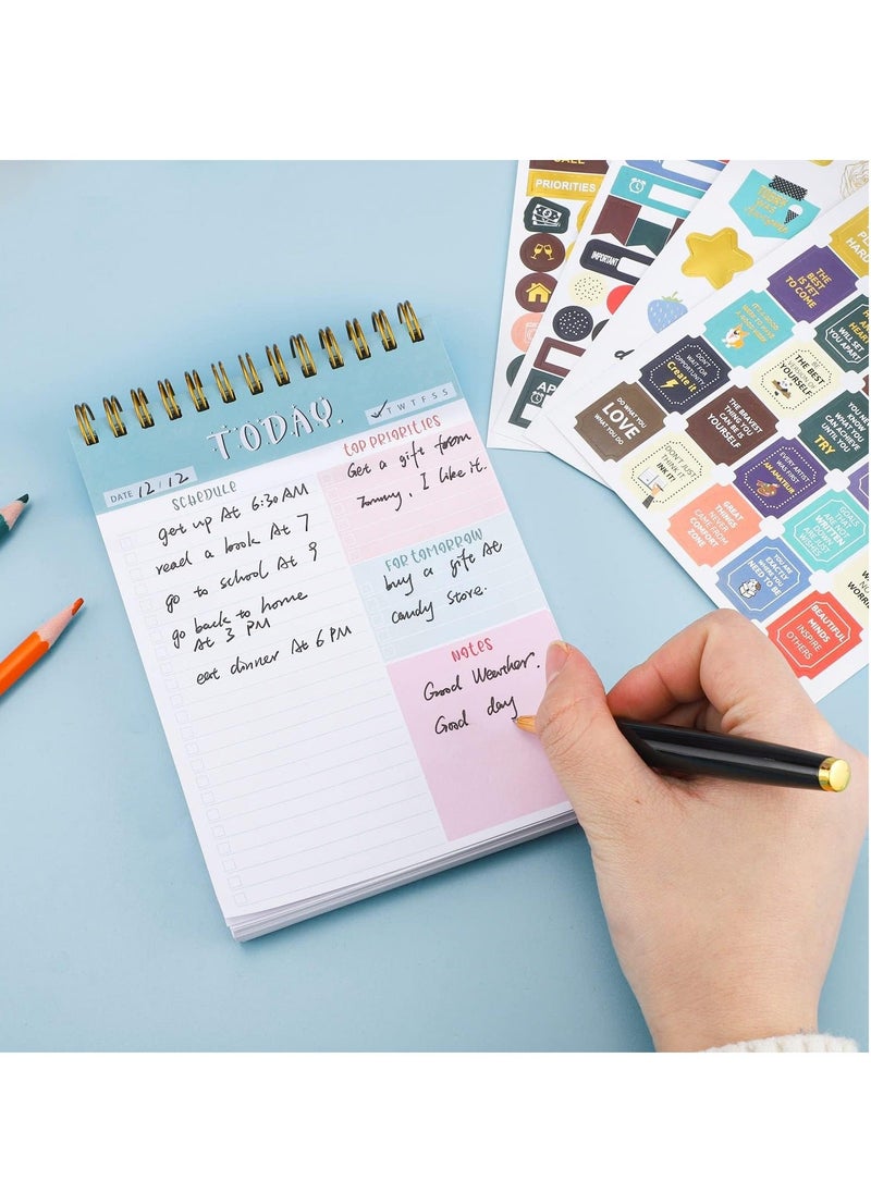 Y&D - To Do List Notebook, Spiral Bound Undated Daily Planner, 52 Sheets 4.5" X 6.2" Tear off Task Planning Pad with 4 Sheet Stickers for Work Office Home School - Image 1