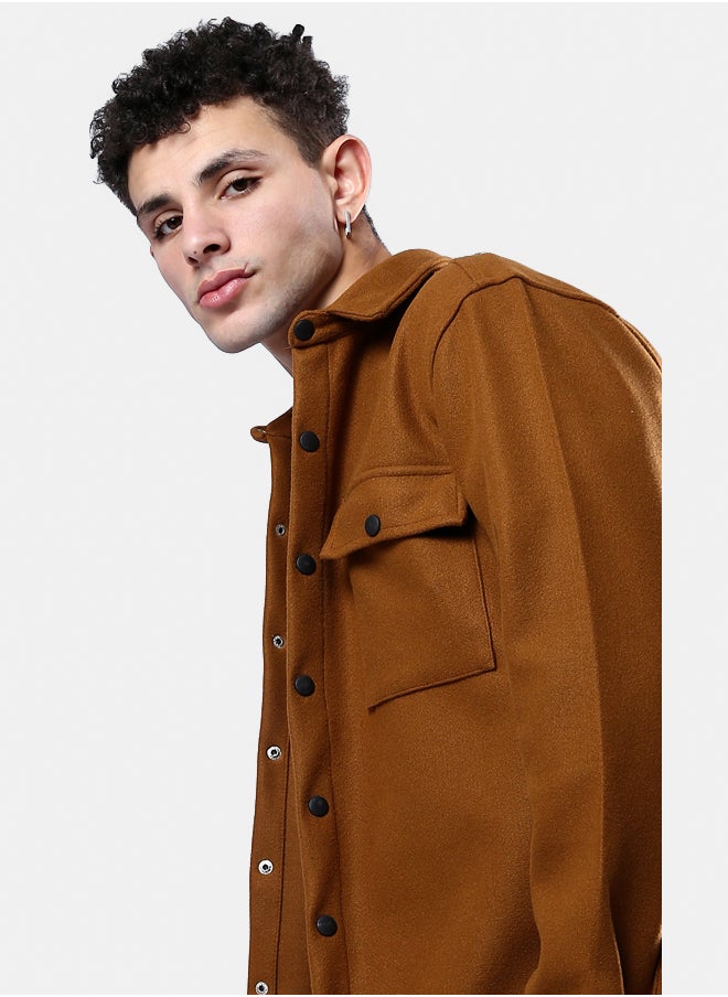 RAVIN - Solid Casual Long Sleeves Havana Winter Shirt - Image 1